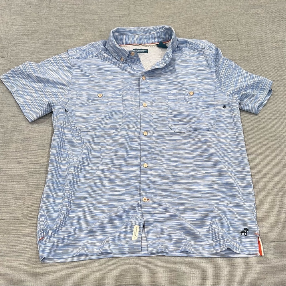 Caribbean Joe Blue Casual‎ Short Sleeve Lightweight Button Down Shirt